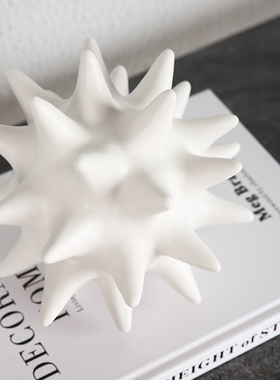 创意白色陶瓷海胆球家居样板间客厅摆件N书房软装饰品桌面摆设