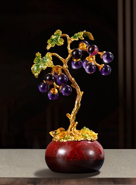 带来财富和宝藏葡萄钱树n装饰品聚宝盆乔迁开幕礼物新的中国风客