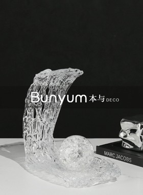 简约透明水晶几何摆件酒店售楼处样板间软装S饰品家居桌面摆设