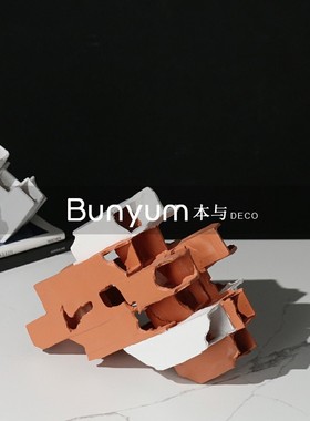 轻奢几何摆件样i板房间博古架售楼处酒店卧室客厅家居软装饰品