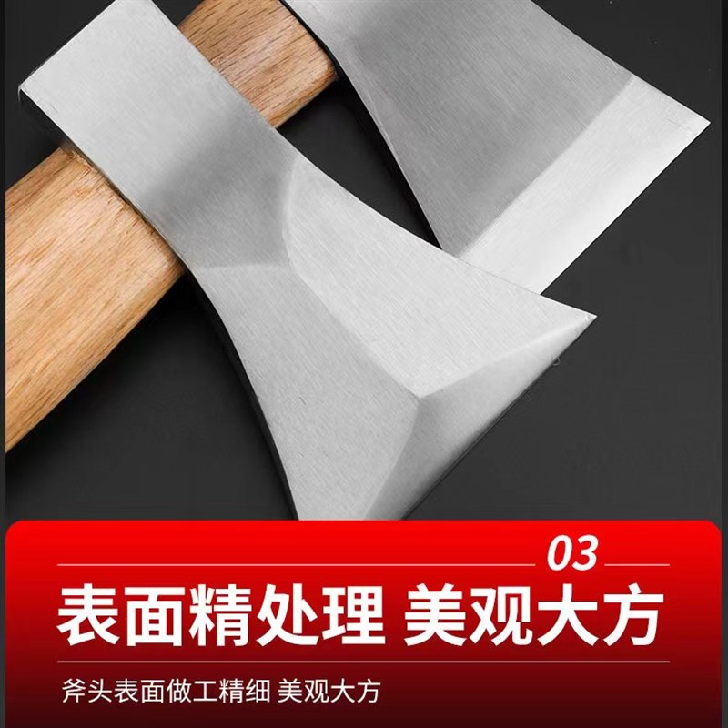手工锻打木柄双刃斧头砍柴斧木工A斧剁骨头砍铁丝砍树枝家庭户外 - 图2