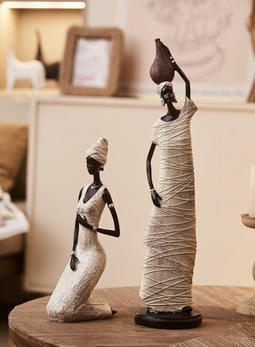 创意复古怀旧风非洲人物形u象摆件入户玄关桌面工艺品客厅家居装