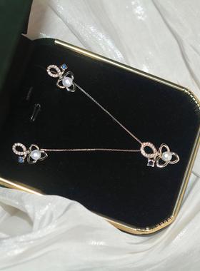 三朵花瓣天然淡水珍珠耳钉项链套装女S925纯银高级感轻奢百搭饰品