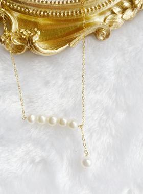 S925纯银镀金淡水珍珠项链