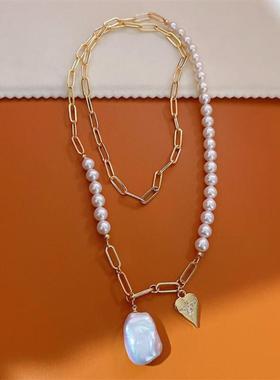 知珍淡水珍珠巴洛克毛衣链个性风潮不撞款轻奢设计款小众项链