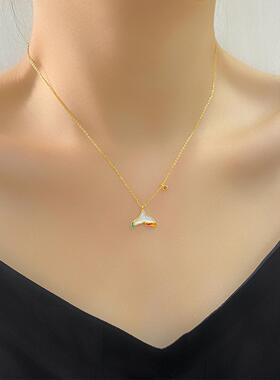 贝母鱼尾S925纯银项链女