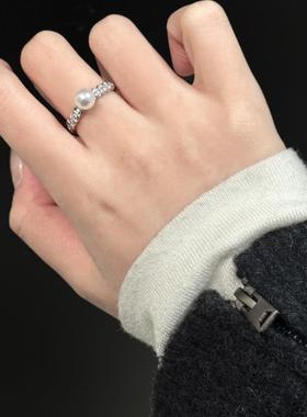 纯银小灯泡珍珠戒指精致百搭