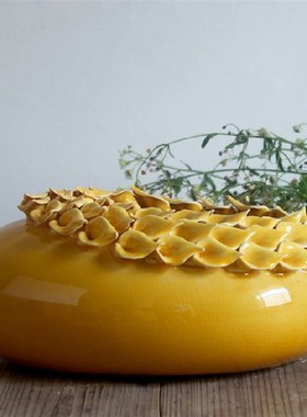 地中海彩色裂纹陶瓷装饰花瓶花插D客厅餐厅电视柜餐桌玄关摆件