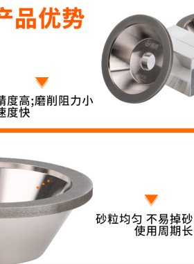 金信碗型金刚石砂轮万能磨刀机合金沙轮电镀钻石U2磨钨钢刀具开刃