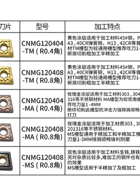 数控车刀片外圆85度菱形刀头cnmg12040408钢件不锈钢车床机夹刀粒
