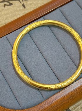 金店同款沙金999古法祥云纹手镯