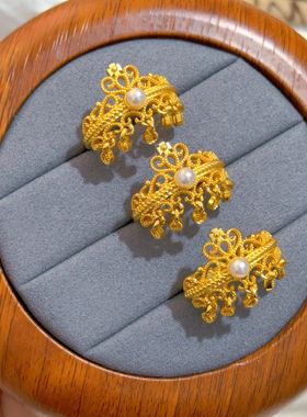 新款珍珠皇冠水滴戒指