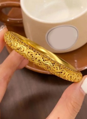 越南沙金镂空雪蕊花手镯