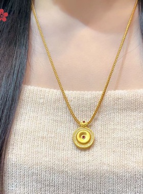 金店同款爆款拉丝如意平安扣项链