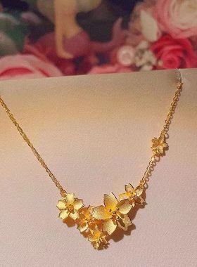 越南沙金三生花项链繁花似锦吊坠