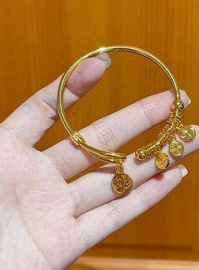 平安喜乐开口古法手镯女