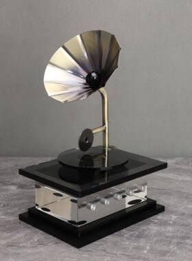 中复古玄0001留声机板房式售楼部卧室样客厅电视柜床头桌面关饰品