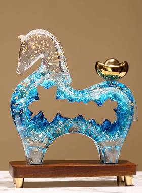 马上件有钱招财马摆明透轻奢高电档客厅玄关酒柜视S2396柜办公室