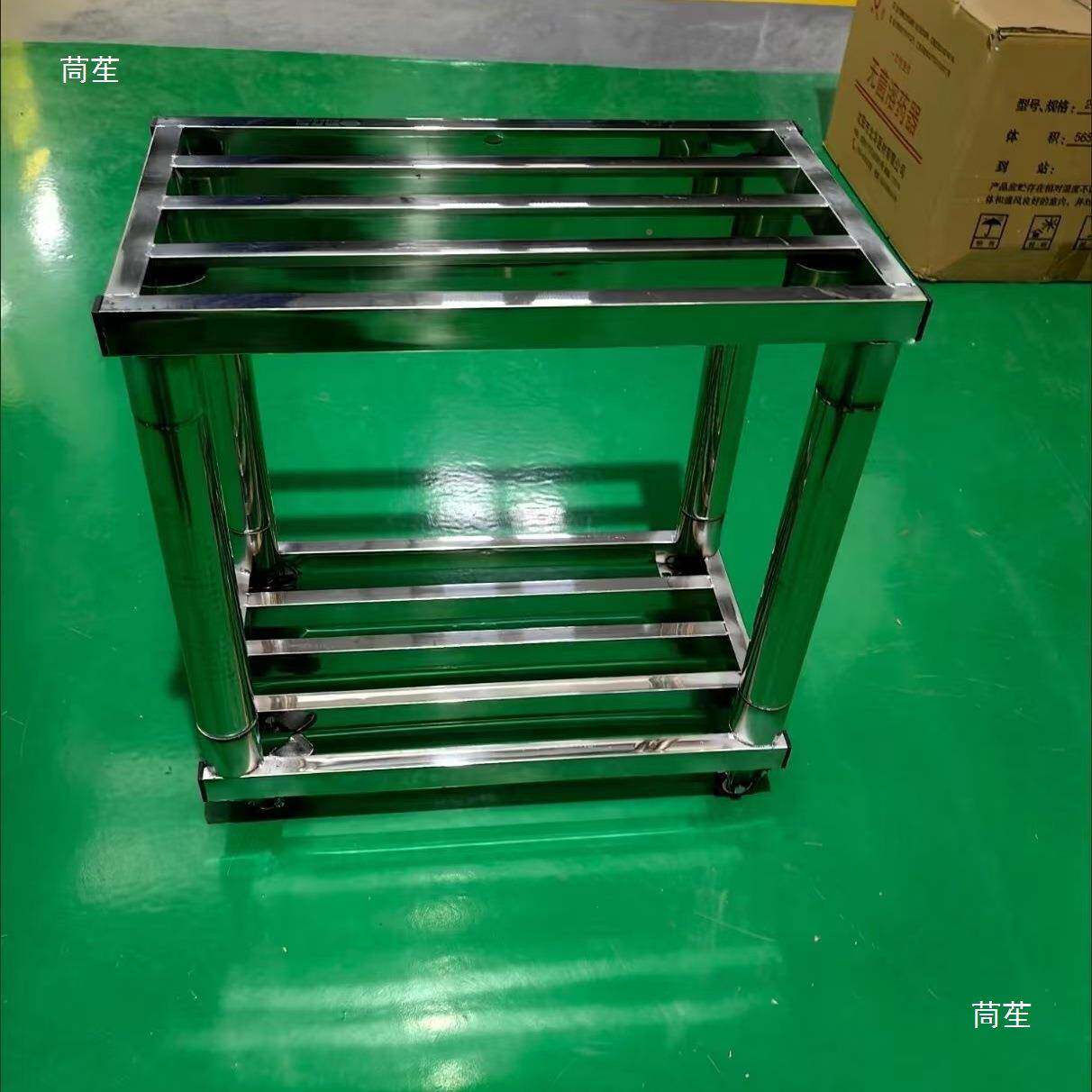 不锈钢鱼缸置物小架花架子推t$*&lzny车动带轮移底座庭院盆放景架