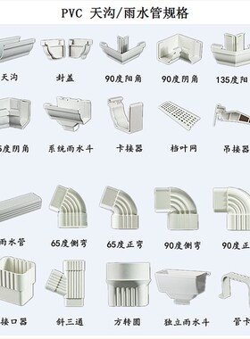 PVC屋檐落水系统成品铝合金天沟檐沟檐槽排水槽接水槽90度阳角