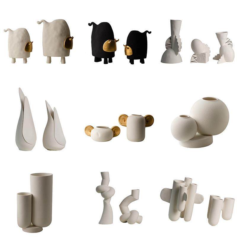 轻奢简约房陶瓷术花瓶摆件售楼艺处居家OPU样工艺品软装板插花器,淘宝优惠券,粉丝福利购,淘宝优惠卷