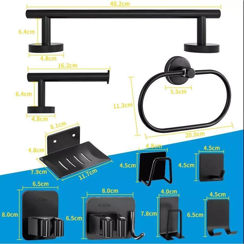 跨境毛巾杆挂件套装挂卫生间架毛巾环肥皂巾碟钩15件套黑LLQ纸色,淘宝优惠券,粉丝福利购,淘宝优惠卷