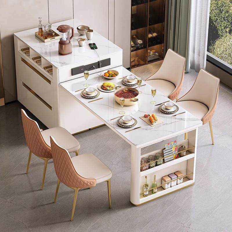 ELH岛体台轻奢餐桌一缩带电磁炉家简用现代约餐厅微波伸炉饭桌椅,淘宝优惠券,粉丝福利购,淘宝优惠卷