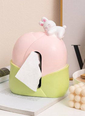 is奶油风郁金香纸o巾盒摆件玄关客厅茶几轻奢高档抽纸盒家居装饰