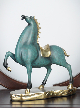 新中式纯铜马摆件纯铜手工工艺品D马到成功办公室装饰品开业礼品