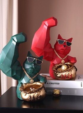 家居收纳托盘摆件客厅s门店酒柜装饰品创意送礼招财开业摆件