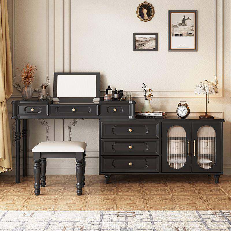 法式复VAF古小实木梳妆台斗柜一体美中古化妆桌卧式室床风尾柜户,淘宝优惠券,粉丝福利购,淘宝优惠卷