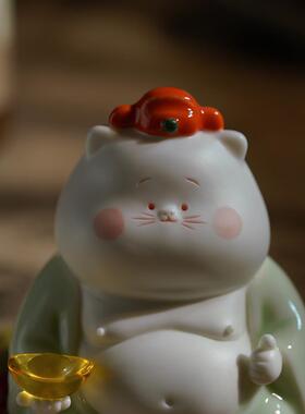 招财宝猫陶瓷可爱饰品小猫家居客厅装饰店开业工艺品礼品招财宝猫