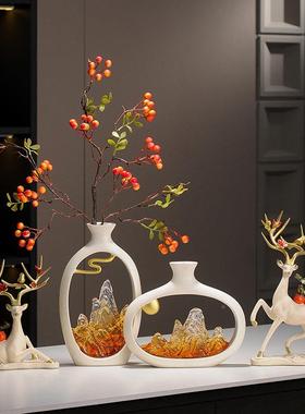 国风迎客松架花瓶件新中式客厅玄室关博78837815古办公茶几装摆饰