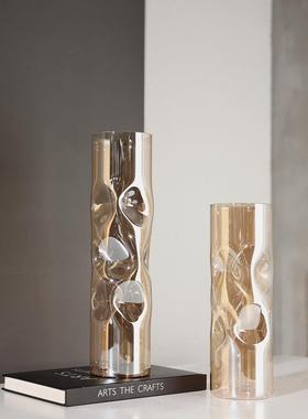 现花代轻奢玻璃花瓶摆件居家NMF样板间玄客厅茶几关柜餐装厅饰器