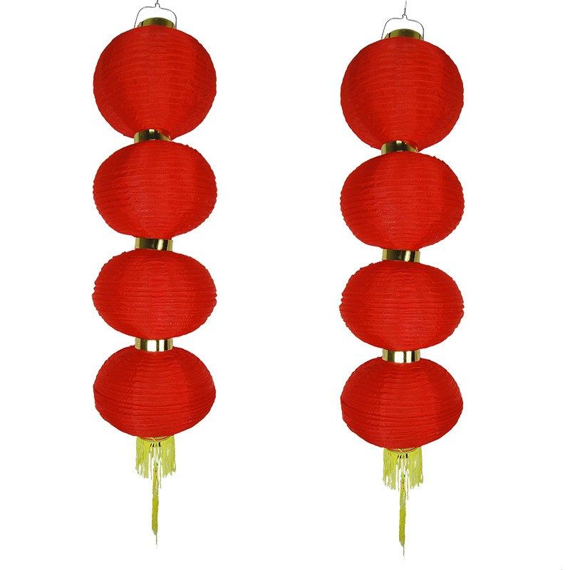 虎年春节灯笼串 绸布钢丝圆灯笼节日新年装饰灯笼8寸10寸5连串,淘宝优惠券,粉丝福利购,淘宝优惠卷