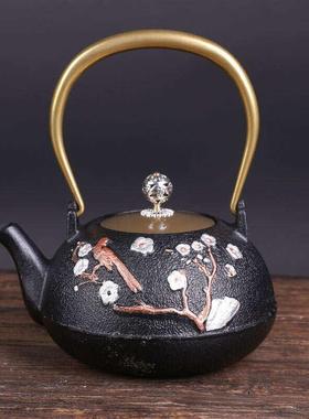 售楼处博古架新中式软装饰品艺术铸铁壶煮茶壶铁茶具茶室茶柜摆件