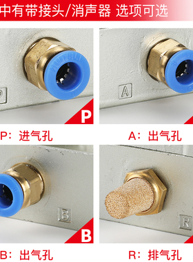 三位四通手转阀HV-02手动开关03气阀04气缸换向控制阀气动手扳阀