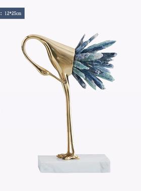 现代SD1113中简约水晶仙鹤摆件新式家居电客厅酒柜柜视软装博古架