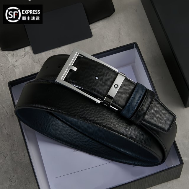 2025 New Men's Belt Luxury Big Brand Letter Double-Sided Belt Formal Genuine Cowhide Leather Pants Belt Hexagonal Star Buckle