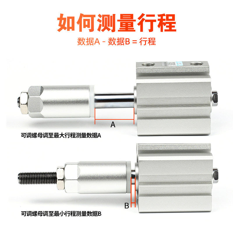 星辰气动薄型气缸可调SDAJS40/32/50/25/20*63/80*16-100X30X75-S - 图1