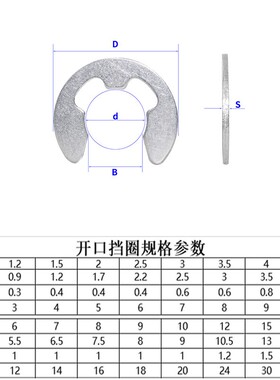 304不锈钢开口挡圈C型E型卡簧GB896开口卡扣M3M4M5M6M8M10M12M15
