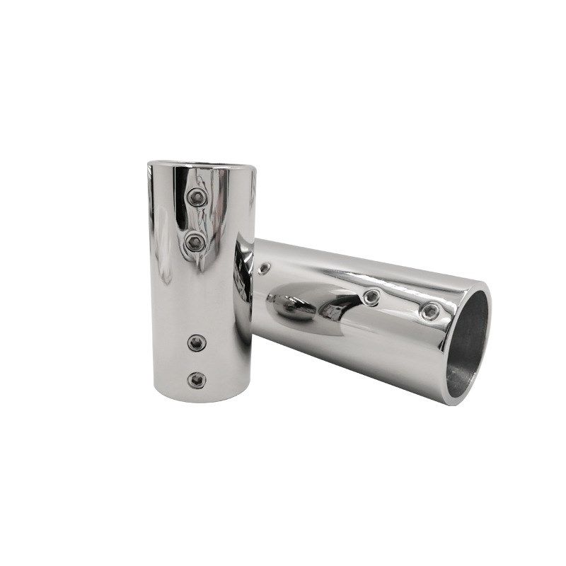 316不锈钢90度船用25mm/32mm直通二通圆管连接零件接头游艇配件 - 图1