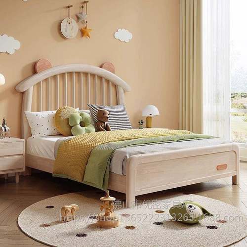 全实木儿床原木男户型TNV储物小床1.生2米单人床女孩童卧室床1米5 - 图0