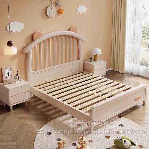 全实木儿床原木男户型TNV储物小床1.生2米单人床女孩童卧室床1米5 - 图2