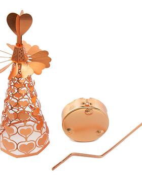 厂销旋转工瑰金烛台镂玫空铜工艺心形烛台品心形风直车旋转香氛蜡