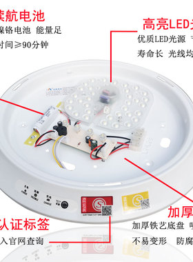 消防应急照明吸顶灯感应灯楼道家用商场酒店声光控停电照明LED灯