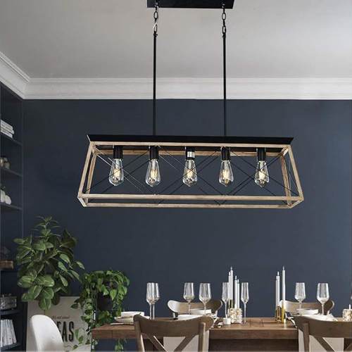 跨441境工风美式枝灯形吊铁艺酒复古餐厅灯具长方形创意吧业个性 - 图1