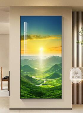 日出东方玄关装饰画山青图入户迎门墙挂画水现代JZF约山风景墙壁