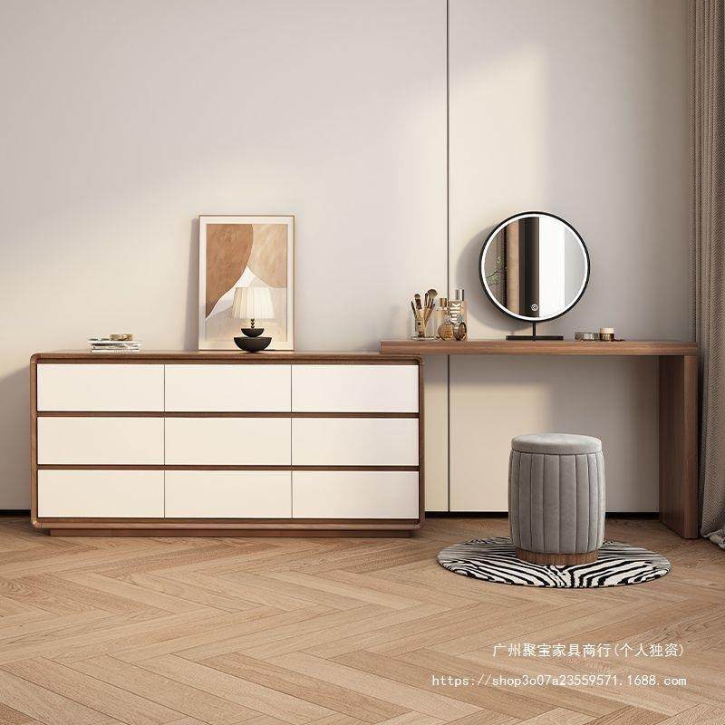 新中式实色型梳妆台卧室简约现代斗一体化木柜妆桌实木色小户转角,淘宝优惠券,粉丝福利购,淘宝优惠卷