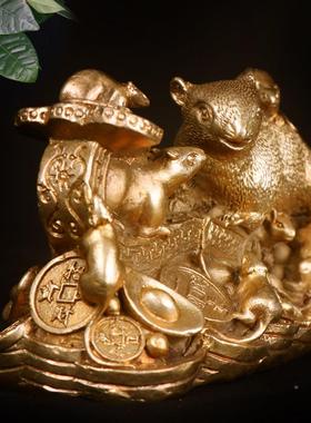 杨艺铜记铜器铜如意鼠摆件鼠十二生肖工品摆件0117如意鼠